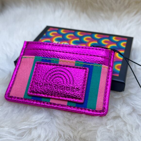 BNWT Kurt Geiger Card Case - Hot Pink with Stripes - Picture 3 of 4